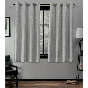 Kilberry Dove Grey Nature Woven Room Darkening Grommet Top Curtain, 52 in. W x 63 in. L (Set of 2)