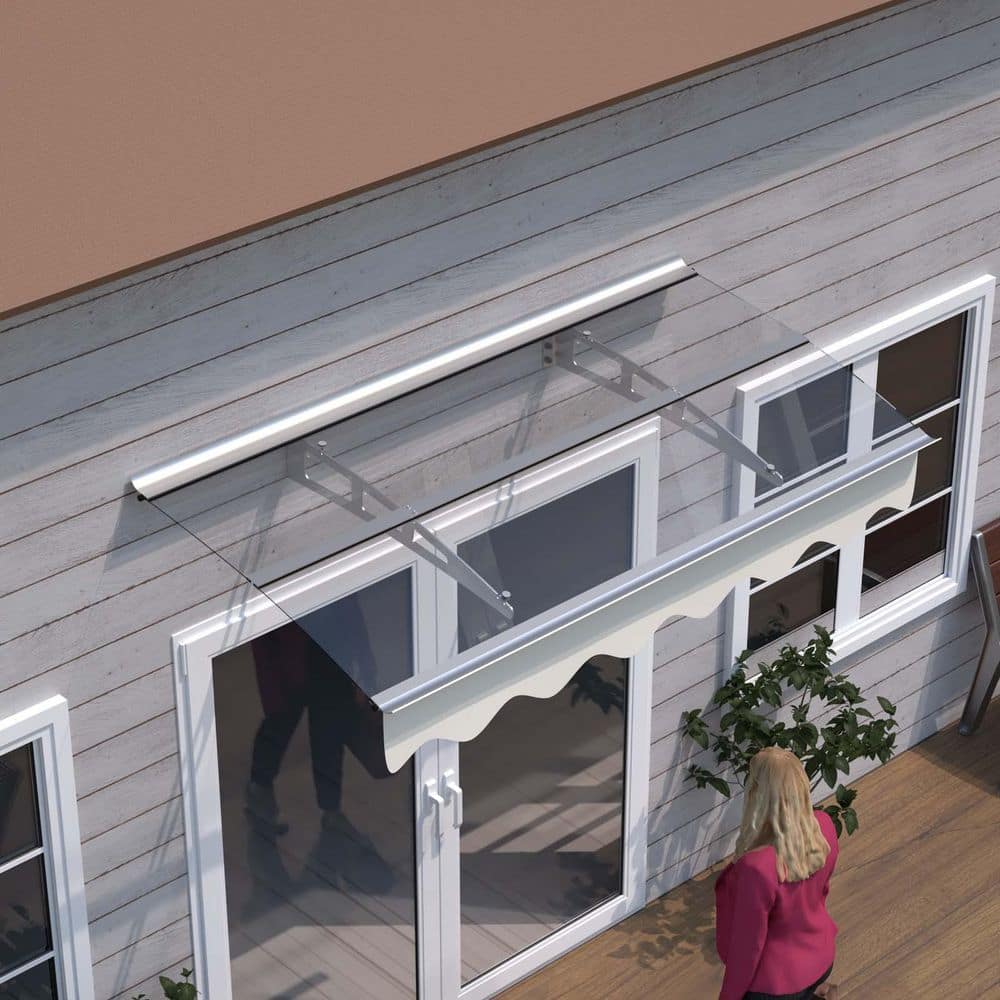 59 in. x D 34 in. Retractable Awning, Door Window Awning Canopy