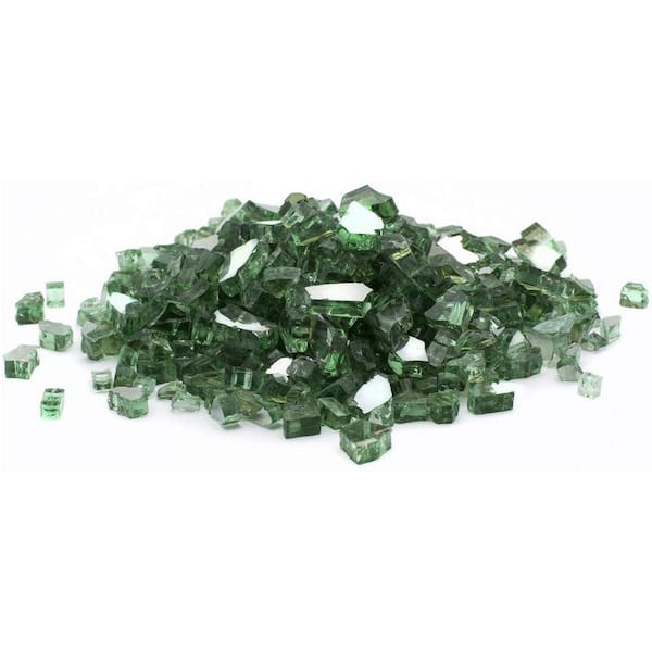 Margo Garden Products 1/4 in. 10 lb. Green Reflective Tempered Fire Glass