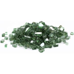 1/2 in. 10 lb. Medium Green Reflective Tempered Fire Glass