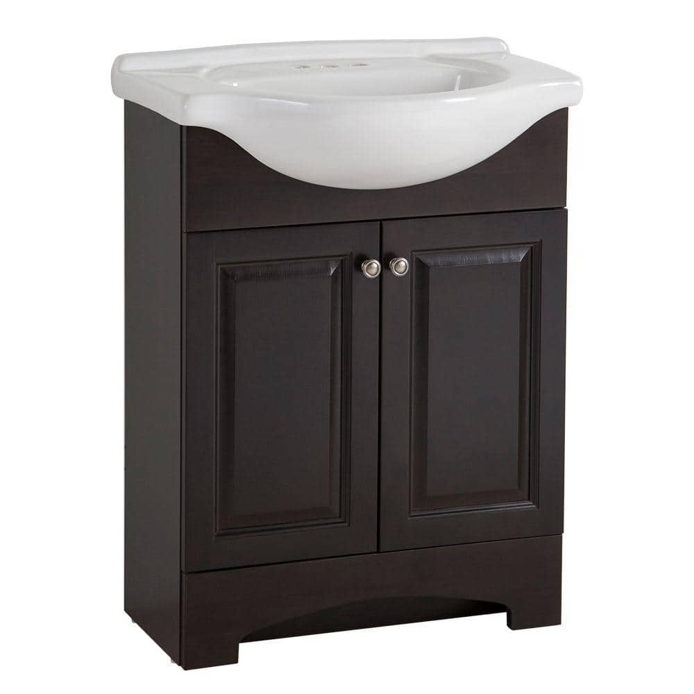 Glacier Bay Chelsea 26 In W X 36 In H X 18 In D Bathroom Vanity In Charcoal With Porcelain Vanity Top In White With White Sink Ch24p2 Cl The Home Depot