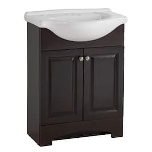 Chelsea 26 in. W x 18 in. D x 36 in. H Single Sink Freestanding Bath Vanity in Charcoal with White Porcelain Top