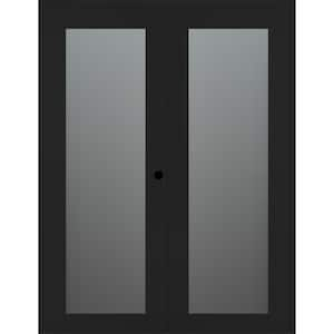 Vona 207 60 in. x 80 in. Left Active Full Lite Frosted Glass Black Matte Wood Composite Double Prehung Interior Door