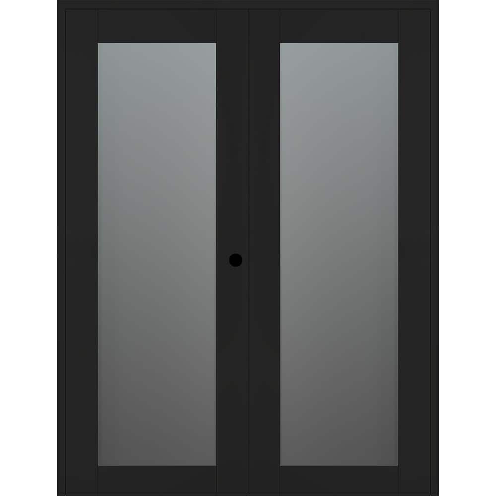 Vona 207 48 in. x 84 in. Left Active Full Lite Frosted Glass Black Matte Wood Composite Double Prehung Interior Door price history on PriceWatchPro