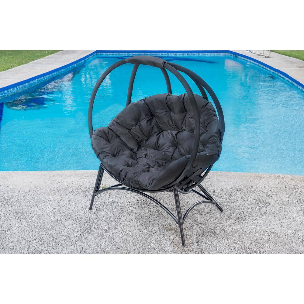 Overland Cozy Ball Hanging Chair with Plush Cushions - Black