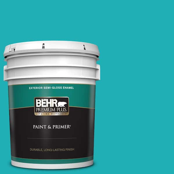 BEHR PREMIUM PLUS 5 gal. #500B-5 Mermaid Treasure Semi-Gloss Enamel Exterior Paint & Primer