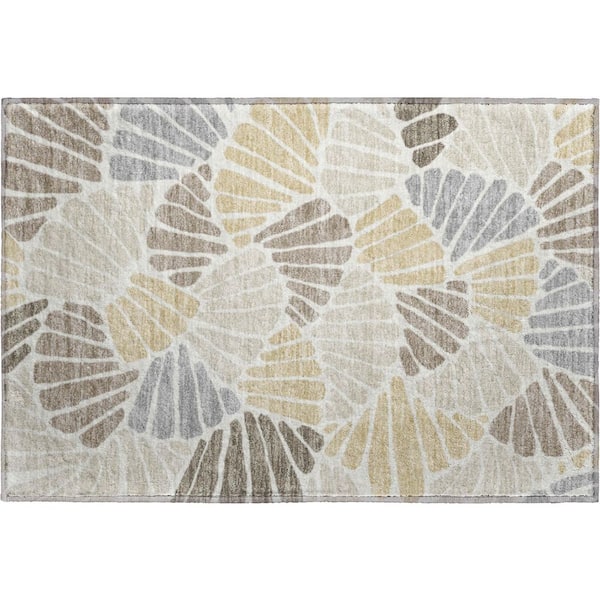 Mayfield Premium Machine Washable Abstract AMF2384 Beige 2 ft. x 3 ft. Accent Rug
