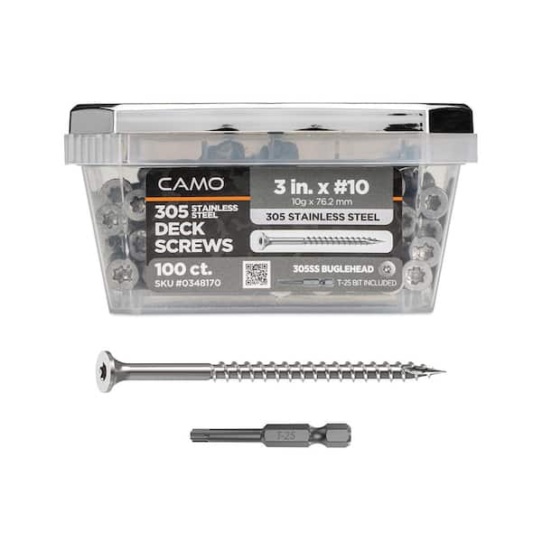 CAMO #10 4 in. 305 Stainless Steel Premium Star Drive Bugle-Head Deck Screws (250-Count)