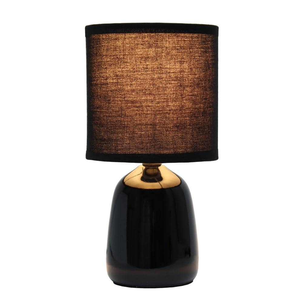 10.04" Black Ceramic Nightstand Lamp with Barrel Shade