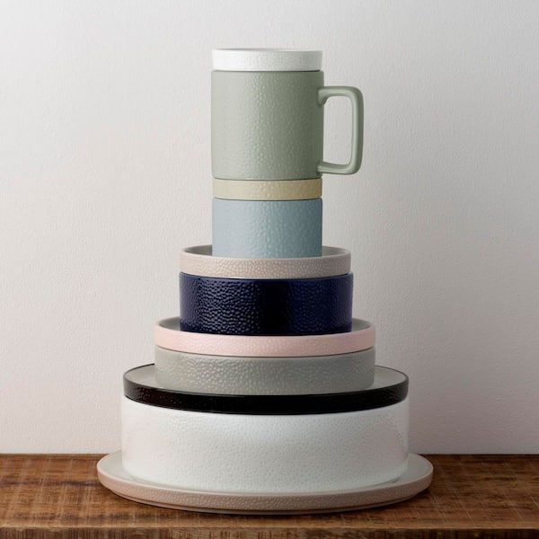 Colortex Stone Blue 3.75 in. Porcelain Mini Plates, (Set of 4)