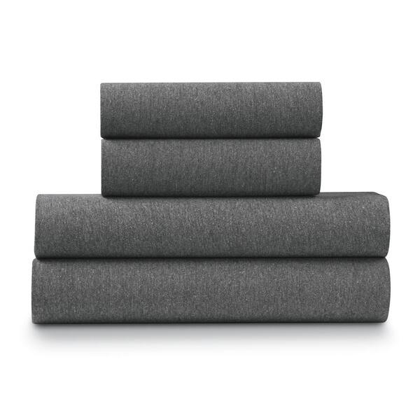 ELLA JAYNE 4-Piece Grey Heather Jersey Knit Full Size Sheet Set