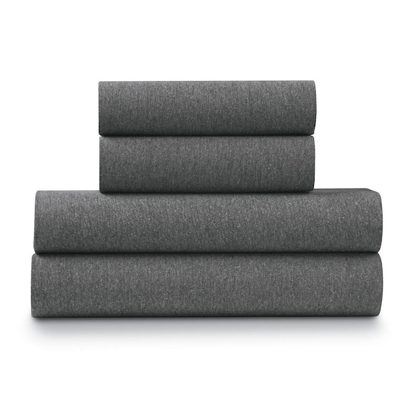 ELLA JAYNE 4-Piece Grey Heather Jersey Knit Queen Size Sheet Set