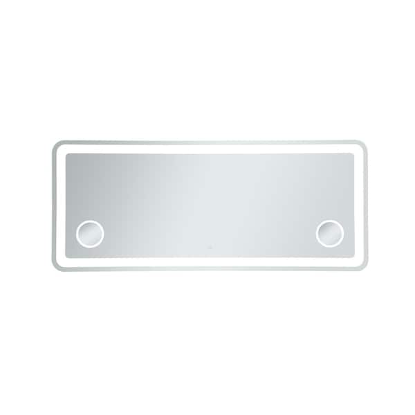 Unbranded Timeless Home 72 in. W x 30 in. H Modern Rectangular Metal Framed Magnifying LED Bathroom Vanity Mirror in Glossy White