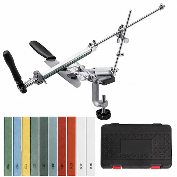 Professional Knife Sharpener Kit with 10 Whetstones, 360˚ Flip Design, Fixed-Angle Aluminum Alloy