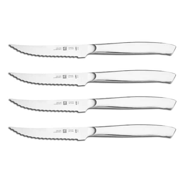 ZWILLING Mignon Steak Knife 4.5 in. Stainless Steel Partial Tang Serrated Steak Knife with Stainless Steel Handle Set of 4