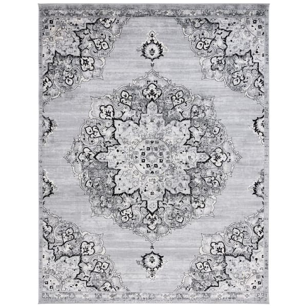 Brentwood 10 ft. x 13 ft. Silver/Black Geometric Area Rug