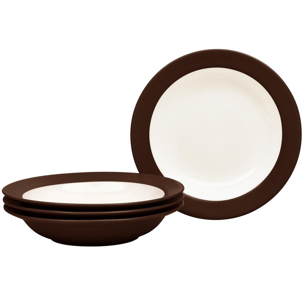 Colorwave Chocolate 8.5 in., 20 fl. Oz. (Brown) Stoneware Pasta/Rim Soup Bowls, (Set of 4) -  Noritake, 8046-607D