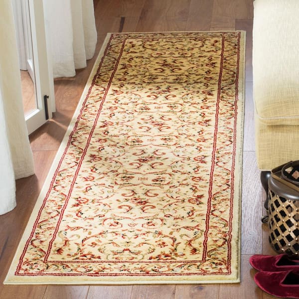 Lyndhurst Ivory 2 ft. x 14 ft. Floral Border Runner Rug