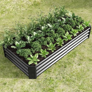 6 x 3 x 1 ft. Black Galvanized Steel Rectangular Outdoor Raised Beds Garden Planter Box for Vegetables, Flowers, Herbs