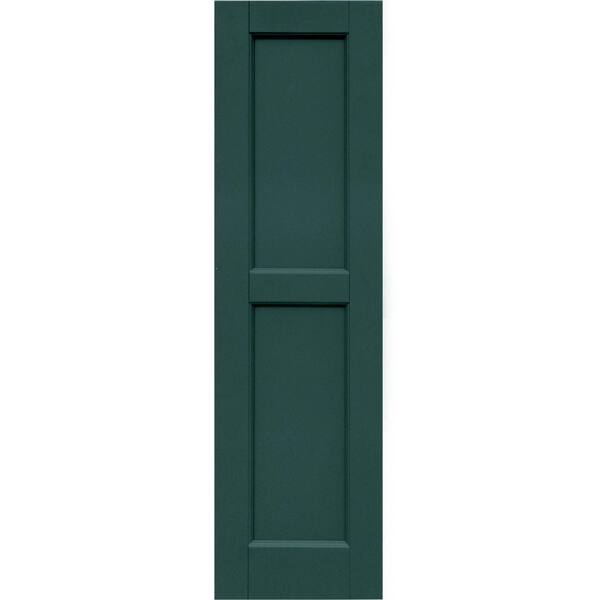 Winworks Wood Composite 12 in. x 43 in. Contemporary Flat Panel Shutters Pair #633 Forest Green