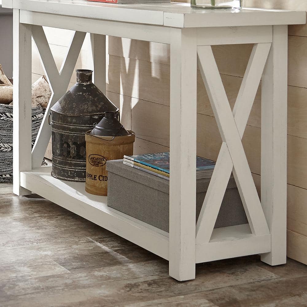 Seaside Lodge Off-White Wood Console Table with Storage