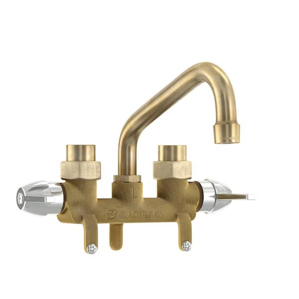 PlumbCraft Two Handle Standard Utility Faucet Polished Brass Wall or Sink Mount 0415300 028905041539 for sale online