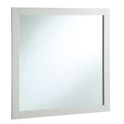 30 in. W x 30 in. H Framed Square Bathroom Vanity Mirror in Semi-Gloss White