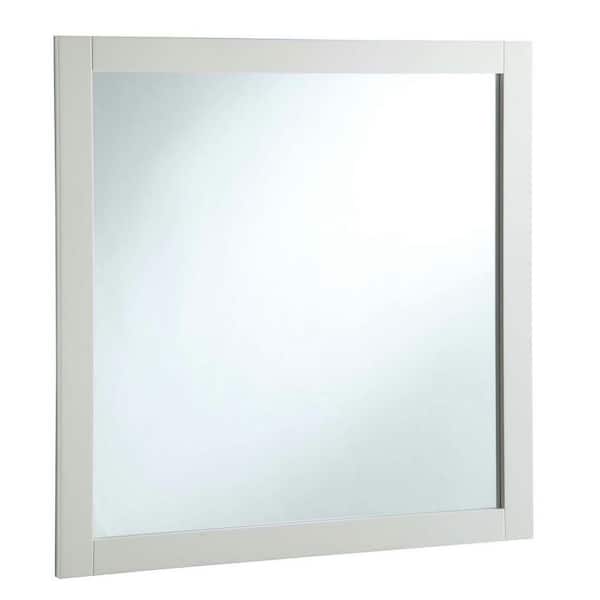 Design House 30 in. W x 30 in. H Framed Square Bathroom Vanity Mirror in Semi-Gloss White
