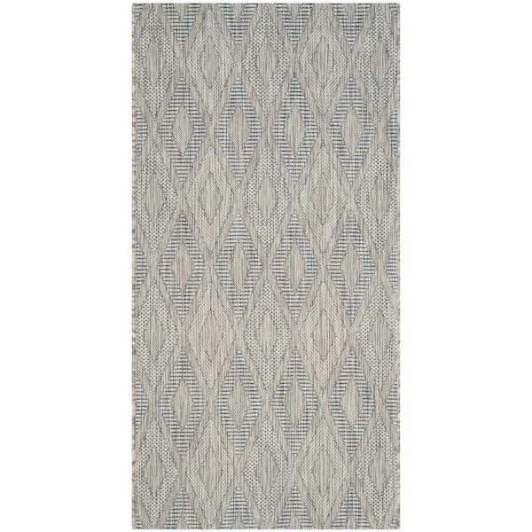 SAFAVIEH Courtyard Gray Doormat 3 ft. x 5 ft. Solid Indoor/Outdoor Patio Area Rug