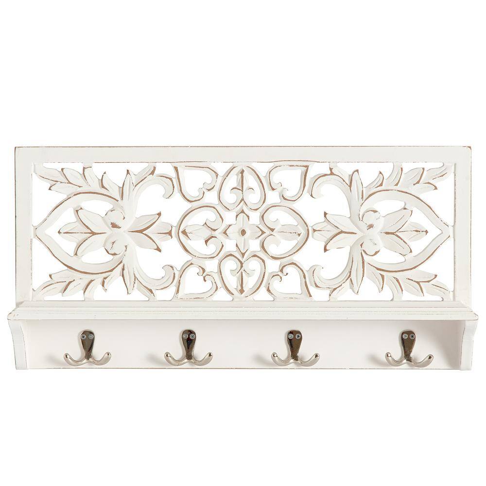 Habitat 4.5 in. x 12 in. x 24 in. White MDF Carved Decorative Wall