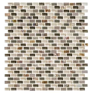 Tino Castle Brown/Grey/Tan, 11 1/4 in. x 12 1/4 in. Random Brick Marble, Shell & Glass Mosaic Tile 4.8 SQF Sold by Case