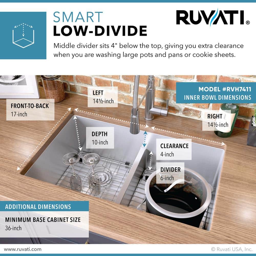 32-inch Stainless Steel Double Bowl Drop-in Kitchen Sink