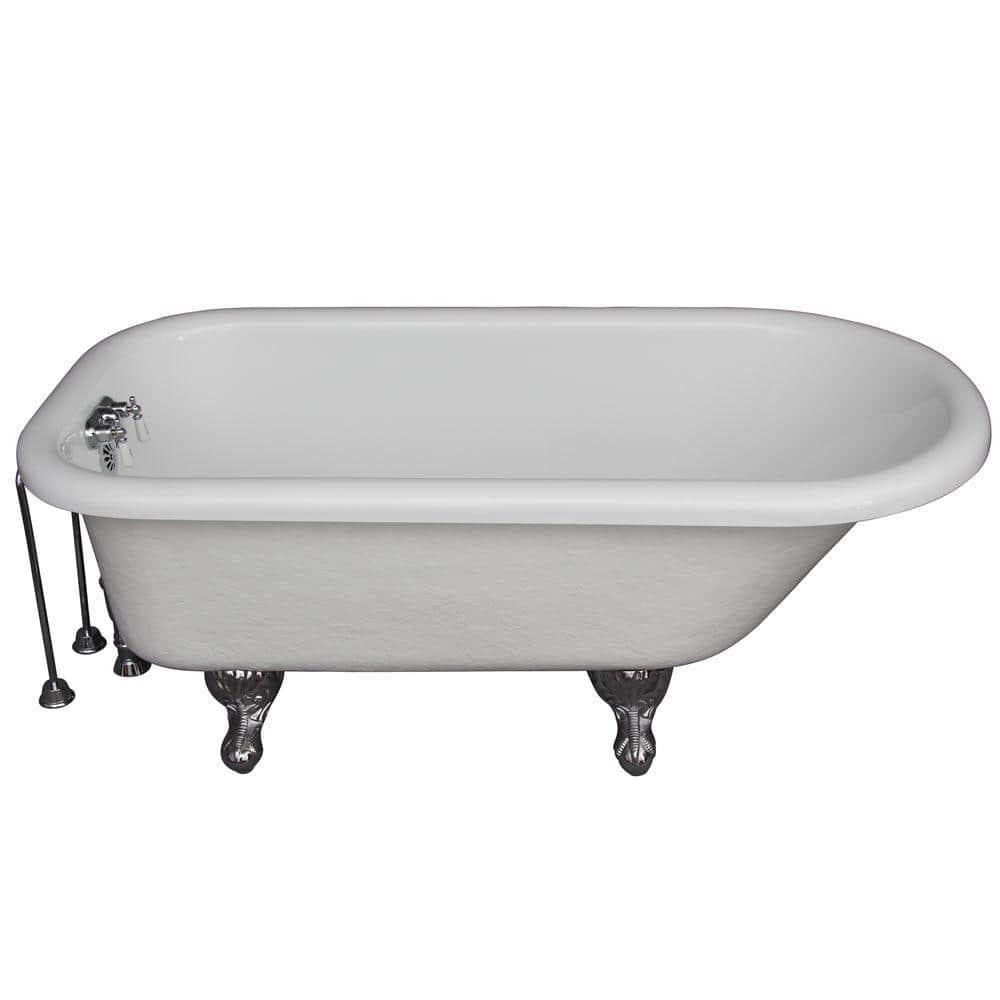 5 ft. Acrylic Ball and Claw Feet Roll Top Tub in White with Polished Chrome Accessories price history on PriceWatchPro