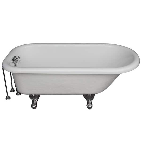 Barclay Products 5.6 ft. Acrylic Ball and Claw Feet Roll Top Tub in White with Polished Chrome