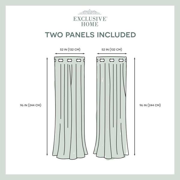 54x84 2 Piece Amalgamated Textiles Inc Black Pearl Exclusive Home Trincity Grommet Top Curtain Panel Pair EH7912-01 2-X84G
