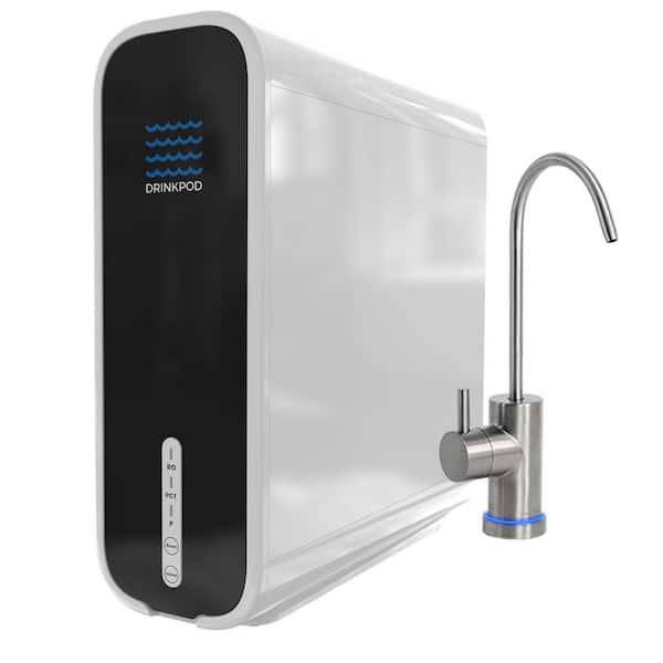 DRINKPOD Tankless Reverse Osmosis Water Filtration System Under Sink 600 GPD Brushed Nickel Faucet