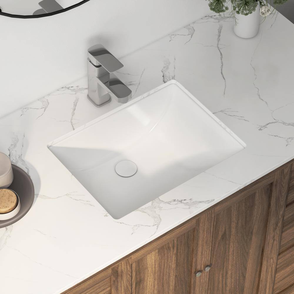 Denbigh 18" White Ceramic Rectangular Undermount Bathroom Sink