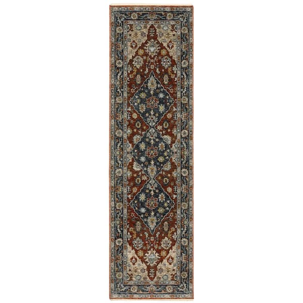 AVERLEY HOME Ambrose Red/Blue 2 ft. x 8. ft. Oriental Medallion ...