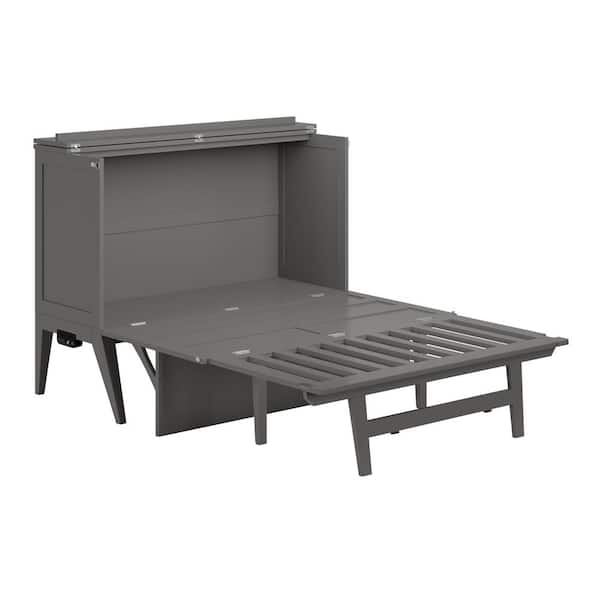 AFI Daphne Gray Solid Wood Frame Full Size Murphy Bed with Desk