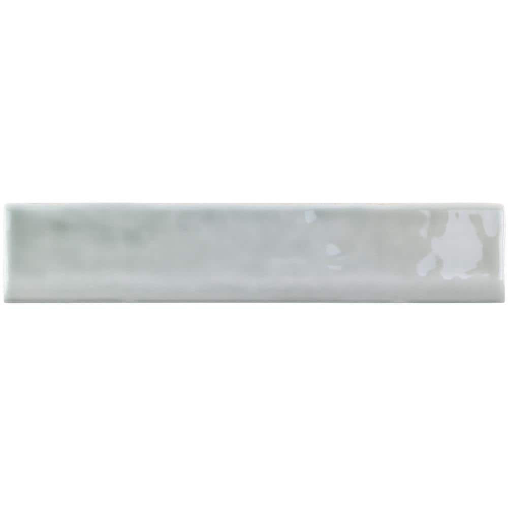 Taupe Polished Ceramic Bullnose Wall Tile Trim, 2x10