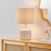 KAWOTI 17.75 in. Farmhouse Off White Ceramic Table Lamp with Beige shade 21372