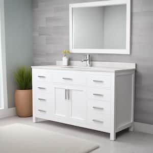 Beckett 60 in. W x 22 in. D Single Bath Vanity in White with Cultured Marble Vanity Top in White with White Basin