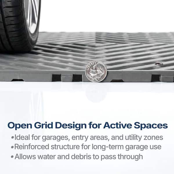 Nitro Vented 3/8 in. Garage Tiles, Graphite, 12 in. x 12 in., 52-Pack, Covers 52 sq. ft., Interlocking Floor Tiles