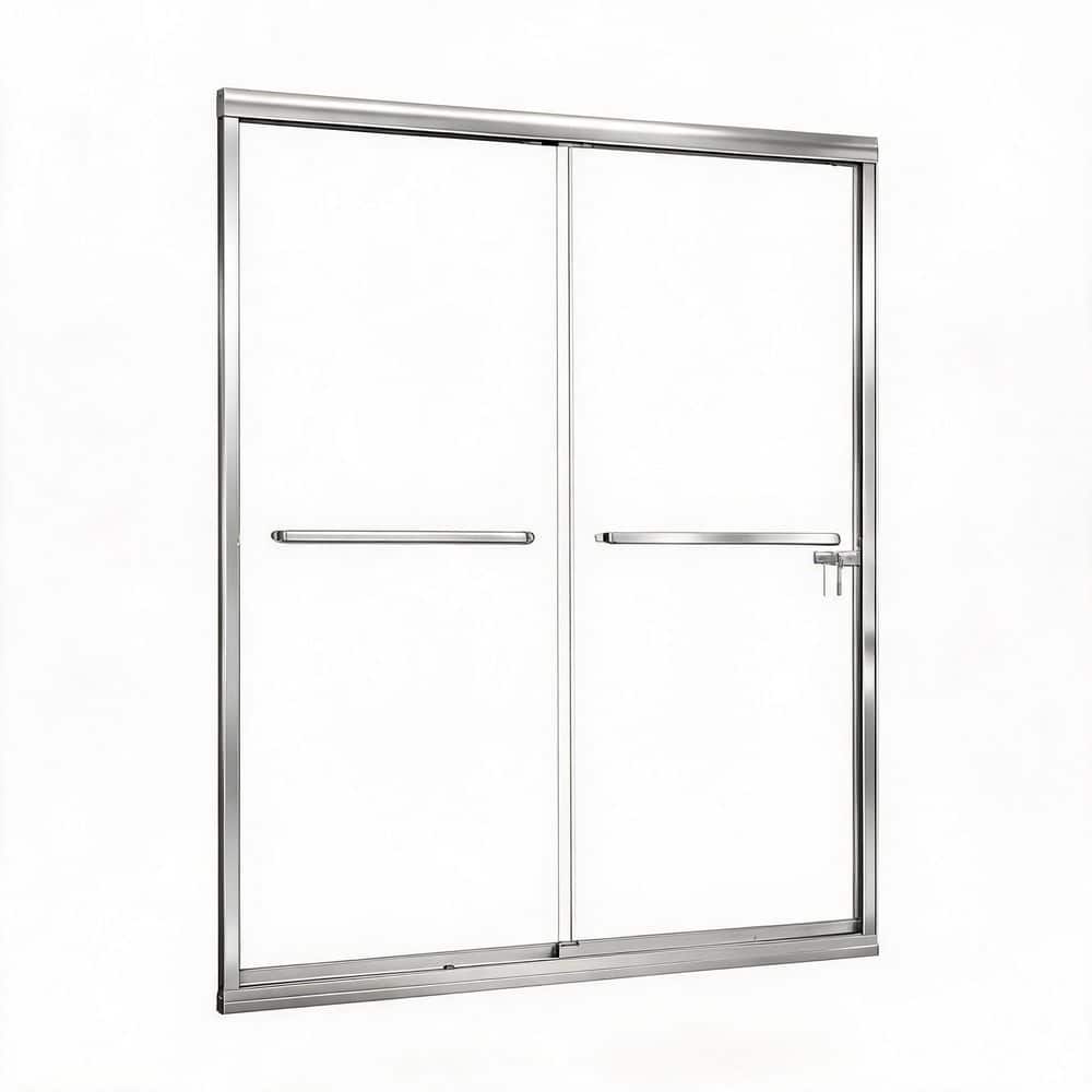 Chrome 44-48 in. W x 76 in. H Framed Double Sliding Shower Door Clear Tempered Glass Aluminium with Nano Coating price history on PriceWatchPro