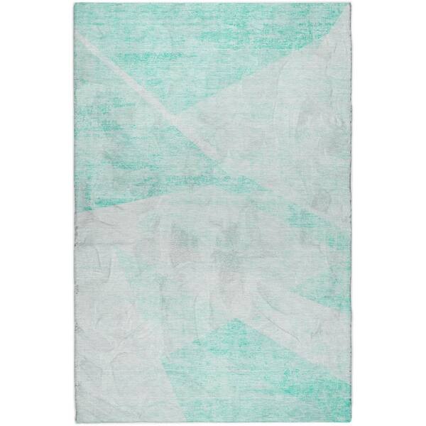 Dream Shag Premium Machine Washable Abstract ADS770 Aqua 10 ft. x 14 ft. Area Rug