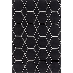 Trellis Frieze Black/Ivory 4 ft. x 6 ft. Geometric Area Rug