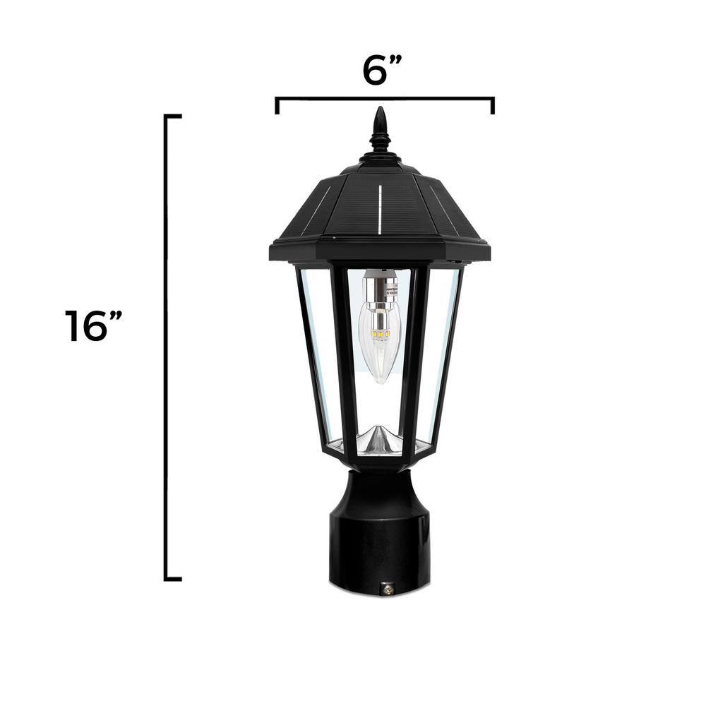 Topaz Black Aluminum Solar LED Outdoor Post Light