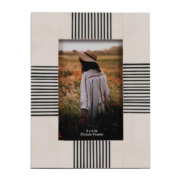 Brown/White 7 in. x 9 in. Resin Wood Abstract Geometric Picture Frame