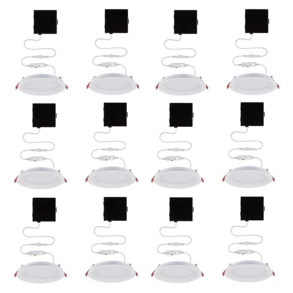 Commercial Electric Slim Baffle Integrated LED 6 in Round Adj Color Temp Canless Recessed Light for Kitchen Bath Living rooms, White 12-PK