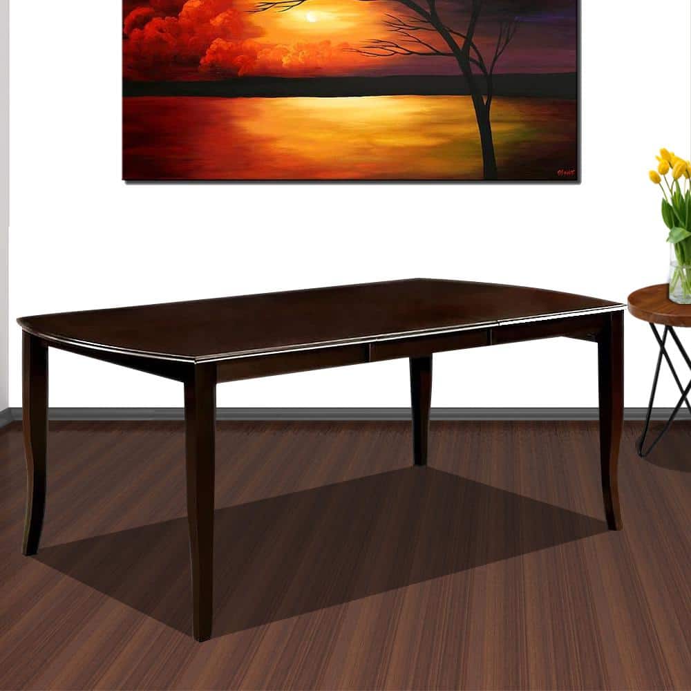 Transitional Dark Cherry Extendable Wood Dining Table, Seats Six